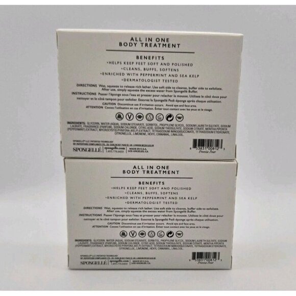 Set Of 2 Spongelle PEDI FREESIA PEAR Infused Bath Shower Exfoliates Feet Two - Picture 3 of 6